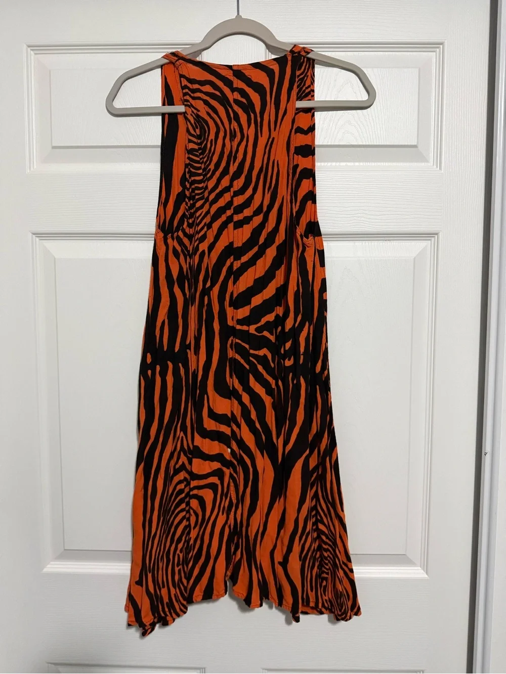 Vintage 90’s OK MIKE Orange/Black Zebra Animal Print 100% Rayon Dress